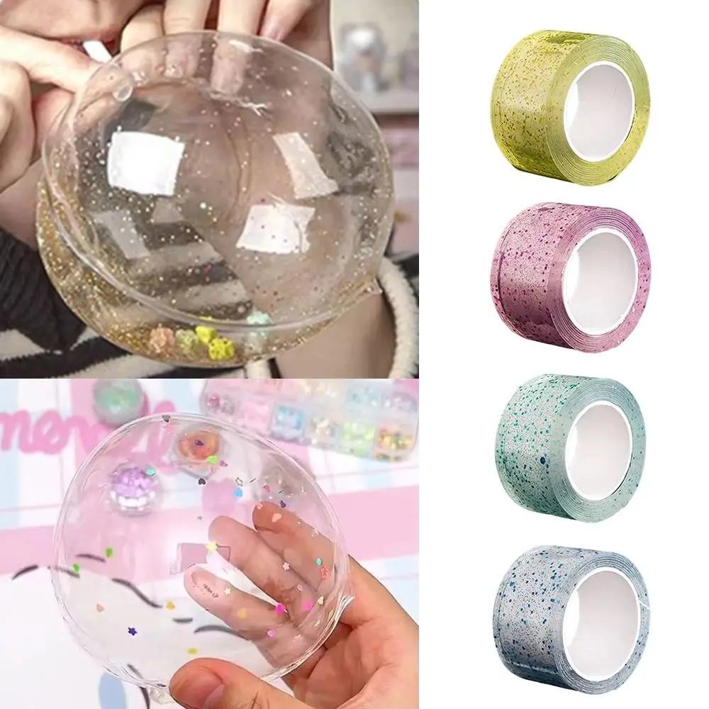 Colorful Glitter Adhesive Blowable Bubble Tapes Pinch Toy Making Transparent Tapes High Sticky Nano Tape DIY Craft Reusable