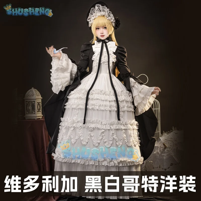 ชุดคอสเพลย์ victorique gosick de Blois แบบกอธิคโลลิต้าชุดชุดคอสเพลย์ผู้หญิงชุดปาร์ตี้ฮาโลวีนใหม่สำหรับผู้หญิง