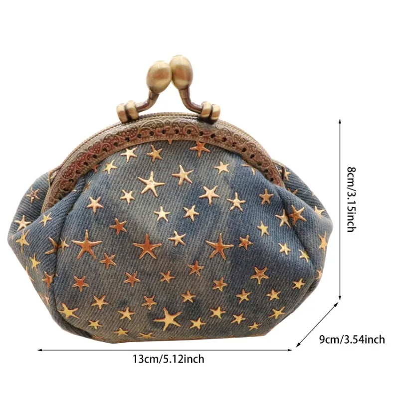 Denim Kleidung Münze Brieftasche fünfzackigen Stern kreative kleine Brieftasche Schlüssel Karte Tasche Retro handgemachte Damen halten kleine Tasche – Detail 1
