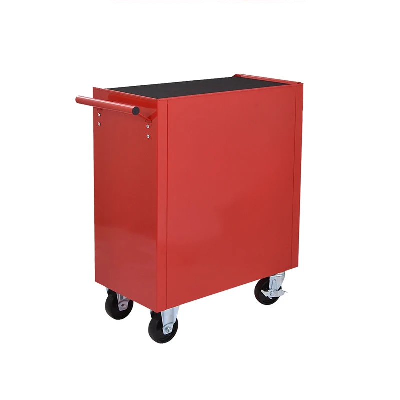 Carro de caja de herramientas rojo con cerradura, gabinete mental con rodillo de 5 cajones, carrito de jardín para garaje, 