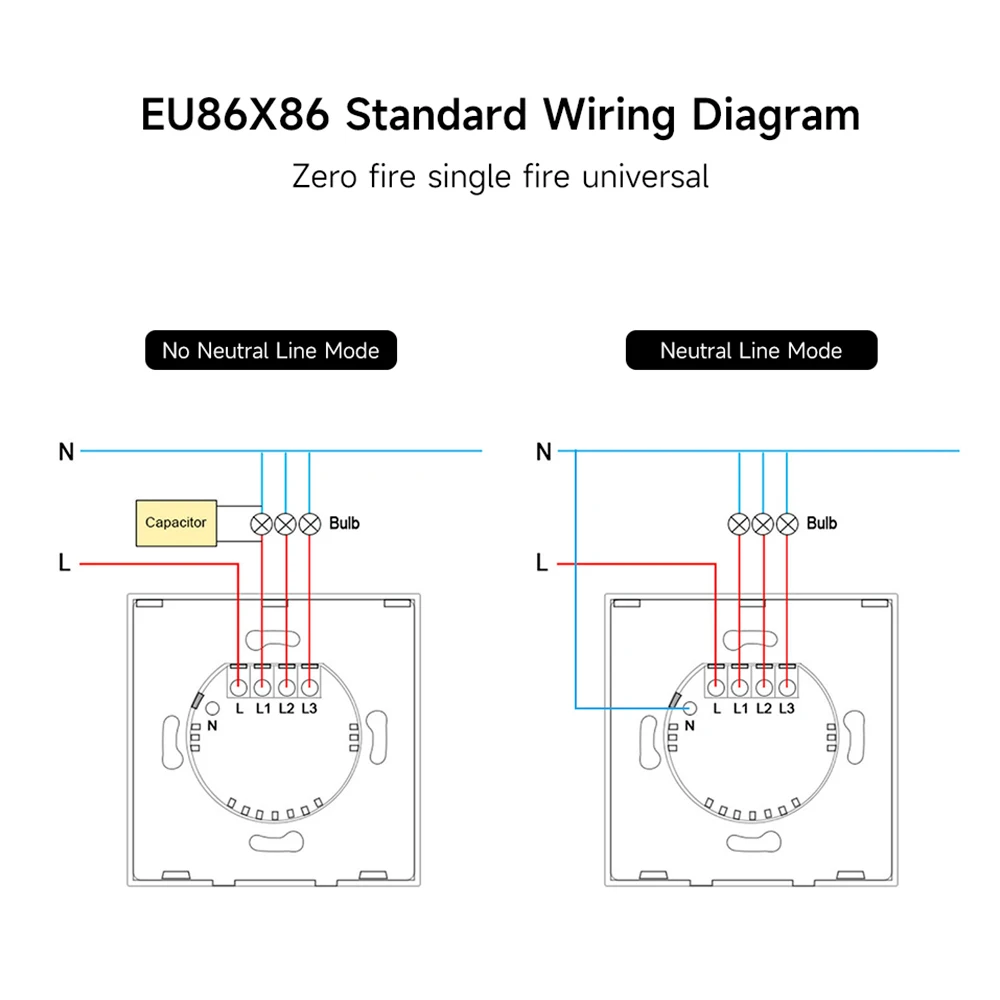 1-3 Bende Tuya Wifi Zigbee Smart Touch Light Eu Schakelaar Draadloze Afstandsbediening Led Licht Schakelaars Alexa Zero Fire Single Fire Universal