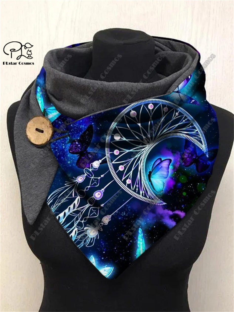 3D printing colorful dream catcher fantasy pattern warm shawl scarf spring and winter small triangle scarf female casual