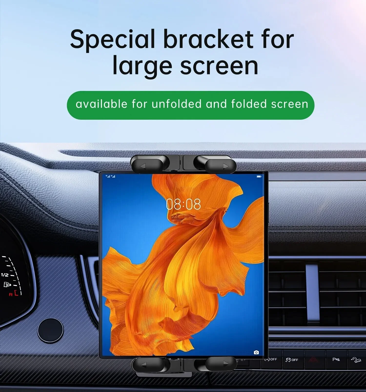 Auto-Lüftungsgitter-Tablethalter, universelle Handyhalterung für 7-12,9 Zoll iPad, 4-7 Zoll faltbarer Bildschirm, verstellbare Klemmhalterung – Detail 1