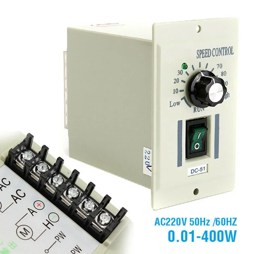 DC Motor Speed Controller AC 220V 400W Knob Motor Speed Regulator 100×60×112mm 50Hz DC 0-90V Variable Adjust Lathe Control