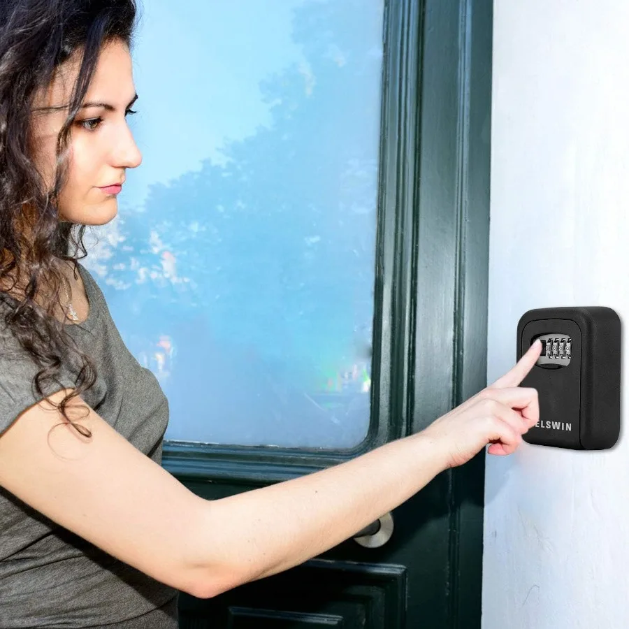 Cassetta di sicurezza a combinazione impermeabile per montaggio a parete esterno, stoccaggio di chiavi domestiche, contenitore di sicurezza in metallo durevole per accesso alle chiavi