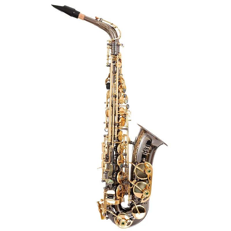 E-flat Alto Saxophone EB Tone Adjustable Performance with Dual Mouthpieces in Black Nickel Gold