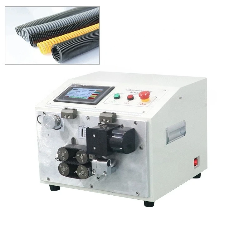

Automatic bellows/polyethylene PVC shrink pipe, hose rubber, hard plastic cutting machine