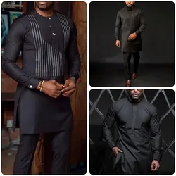 Dashiki-ropa africana para hombre, conjunto de 2 piezas con pantalones y camisa a rayas, sudadera de verano, novedad de 2022(M-4XL)
