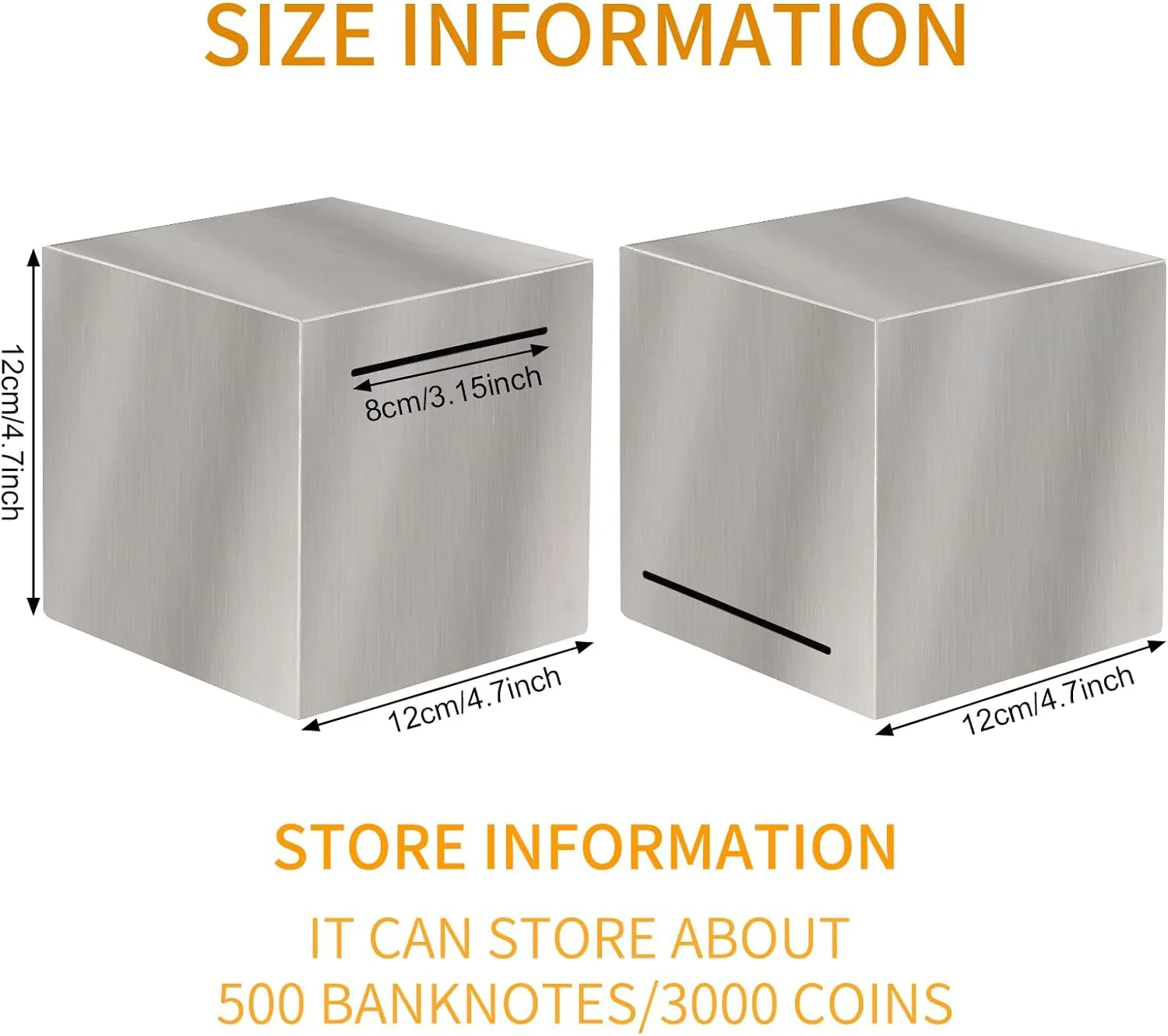 Stainless Steel Piggy Bank Only in,No Export Banknotes Large-capacity Coin Boxes Safe Box Money Savings Bank for Kids