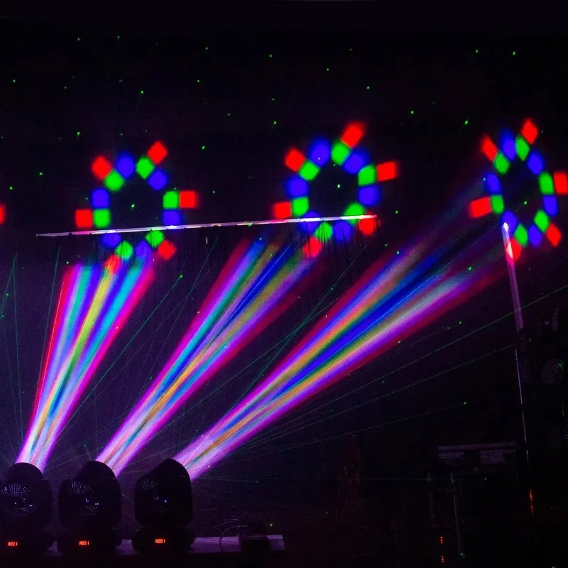 LED Mobile Beam Light 120 Watt RGB Color Effect with Green Laser Stage Lighting for Party DJ Show