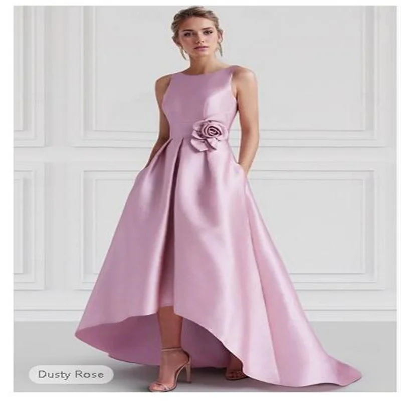 Pink Gala Dresses 2024 Sleeveless Long O Neck Elegant Evening Dress Woman Asymmetrical Hottest A Line Formal Cocktail Dresses