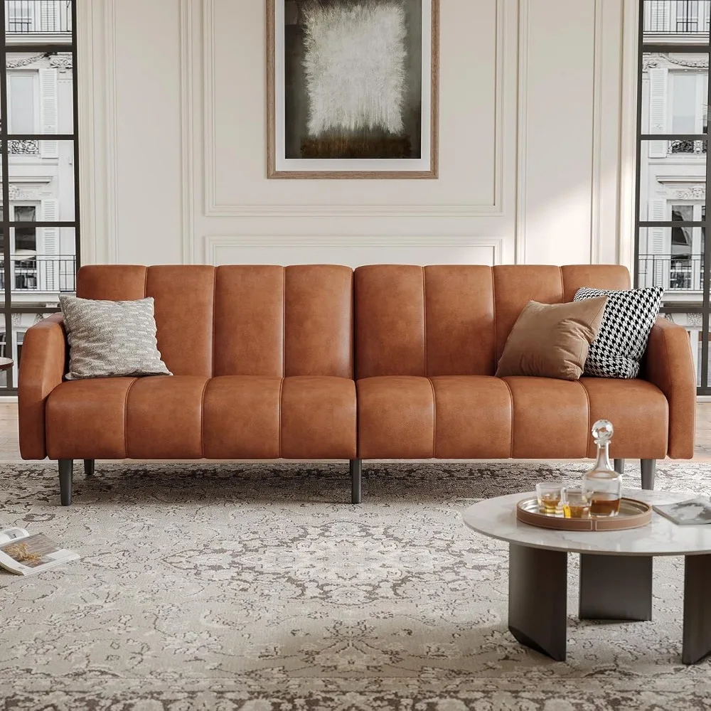 

78 Inch Futon Sofa Bed, Adjustable Sofa Bed,Double Faux Leather Futon Sofa Bed