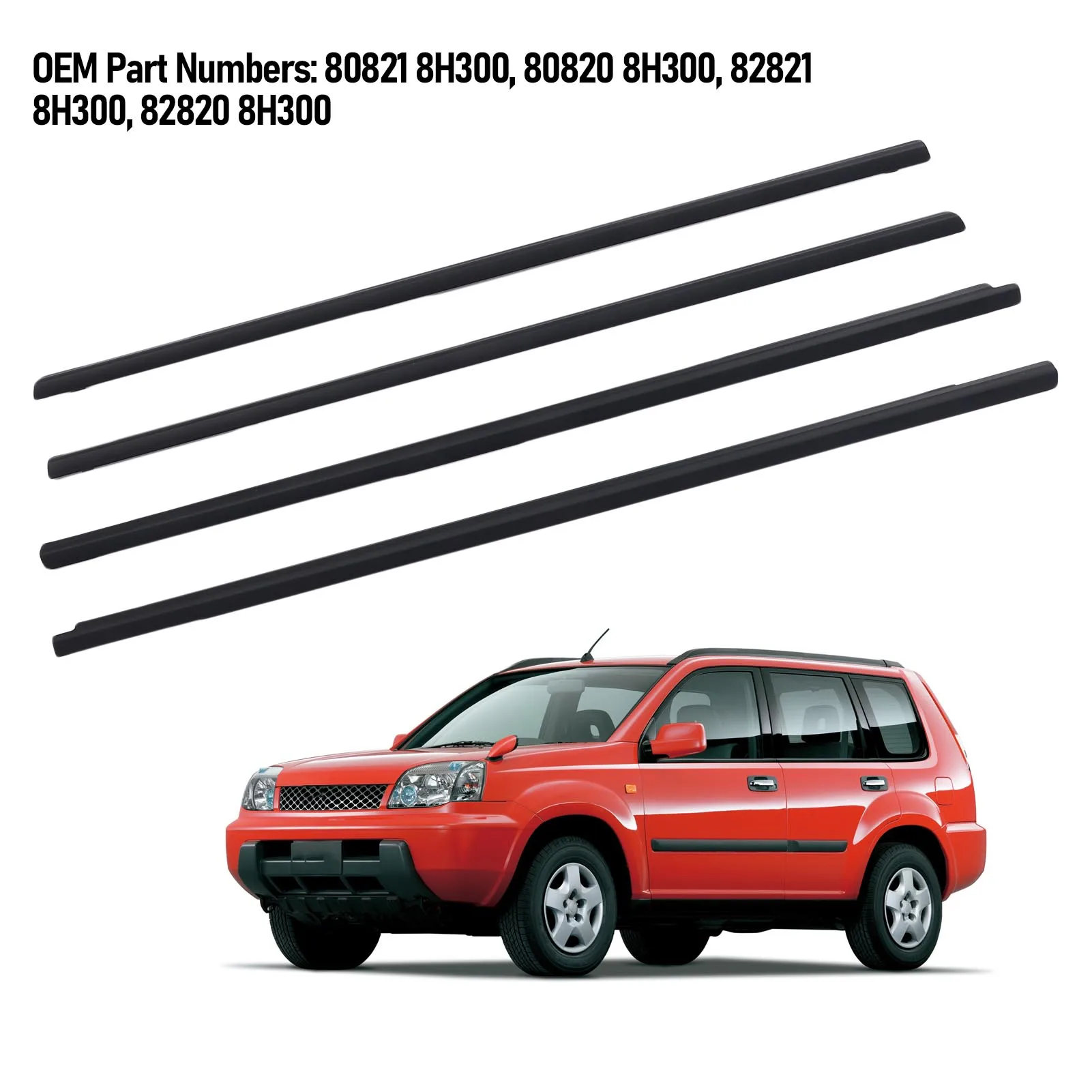 Window Weather Strip Seals Belt 80820 8H300 High Toughness Anti Crack for Vehicle Replacement for X-Trail T30 2001-2007
