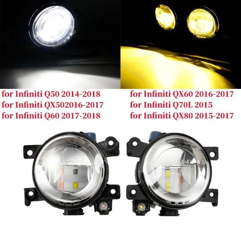 

2Pcs 12V LED Car Front Round Fog Lamp Daytime Running Light For Infiniti Q50 Q60 Q70L QX50 QX60 QX80 2014-2018