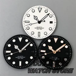 29mm Watch Dial Hands Black White Dial Rose Black Edge Index C3 Luminous RONDA 515 quartz movement Watch replacement accessories