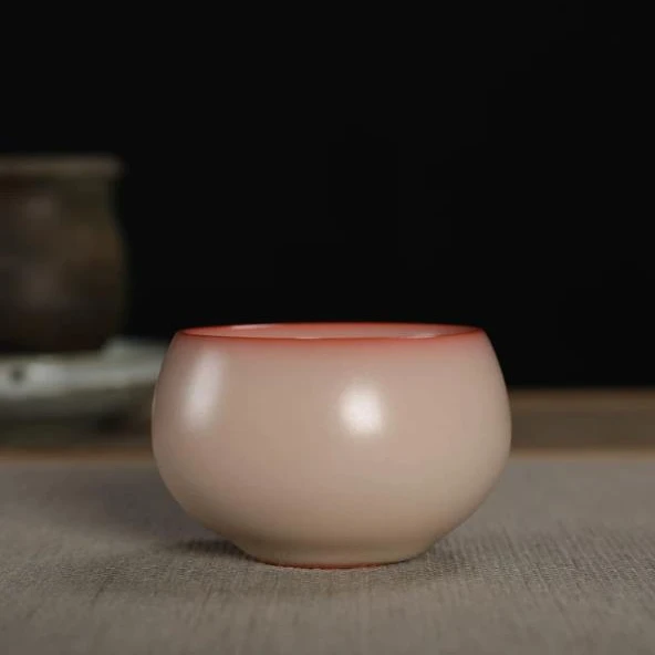 Longquan Celadon Ge Kiln Tea Cup Gold Edge White Jade Body Owner Cup Ceramic Lard Jelly Teacup by Master Ye Jin Lian