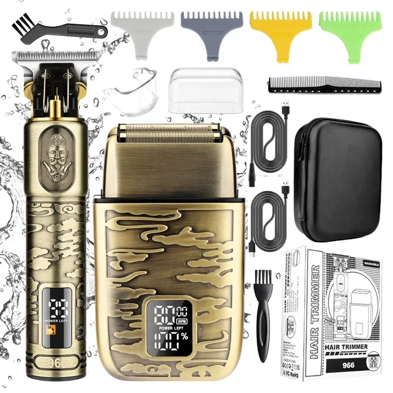 Resuxi 966 New Men's Reciprocating Electric Shaver Set, Home Oil Head Carving Hair Clipper, Multifunctional Shaver