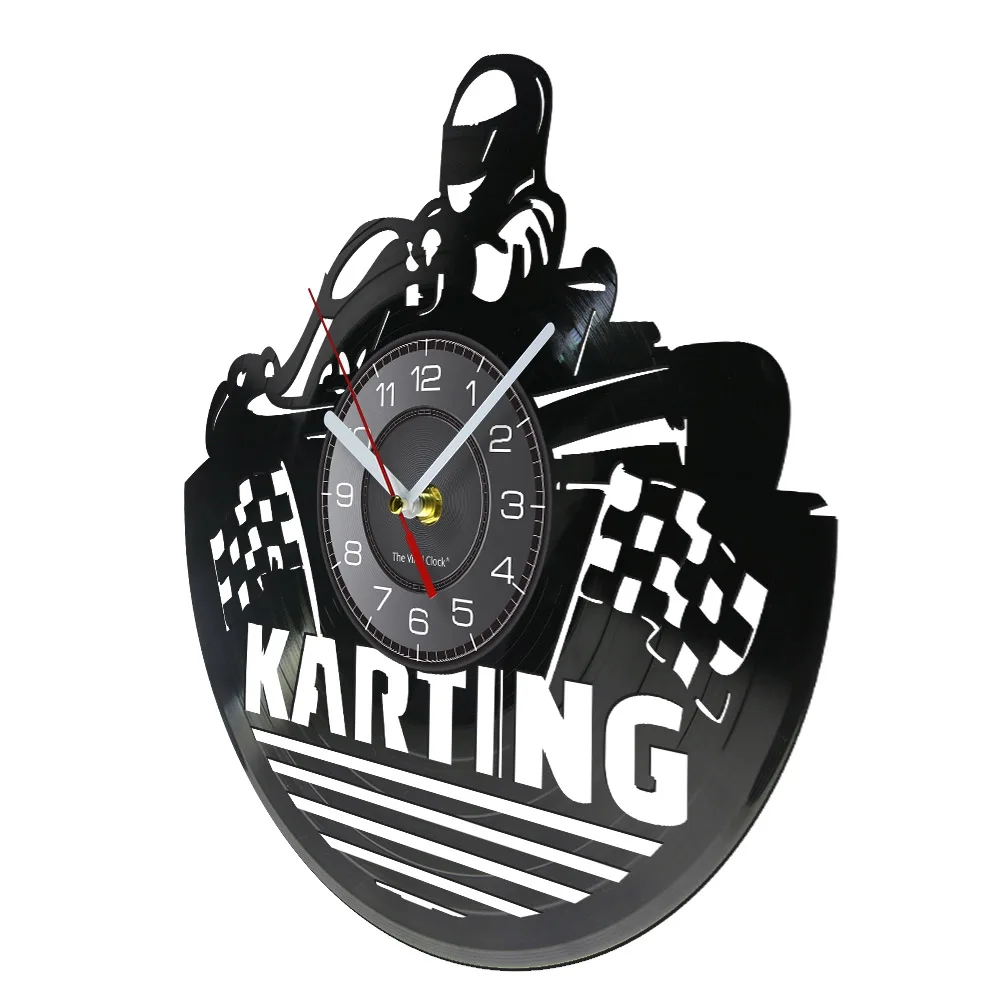 Go Kart Vintage Vinyl Record Wall Clock Modern Karting Decor Sport Time Clock Wall Watch Art Unique Gift Idea For Karting Racers