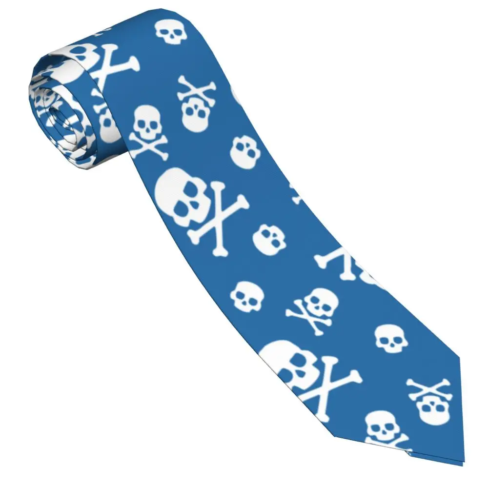 Bandana Skull And Crossbones Blue Necktie Men  8 cm Classic Neck Tie for Men Shirt Accessories Wedding Cosplay Props