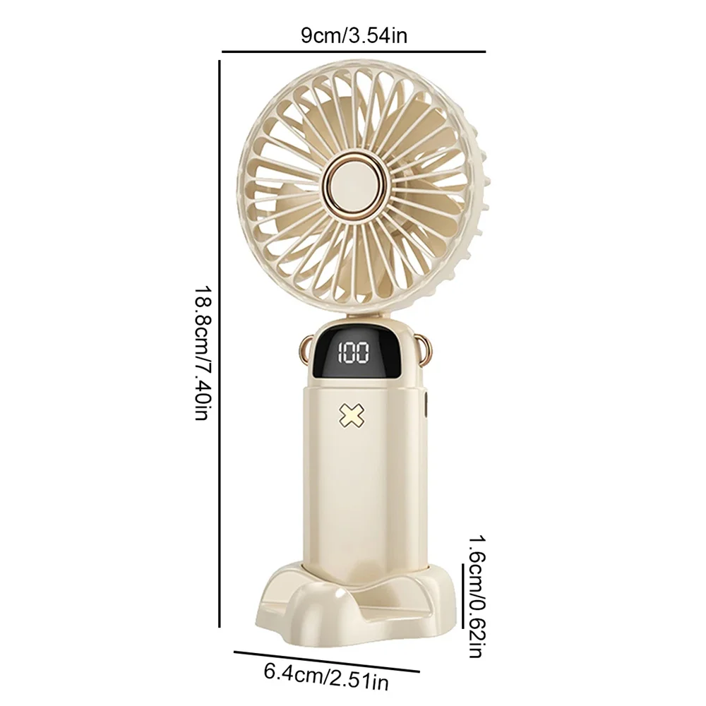 3000ma Handheld Neck Digital Fanstudent Outdoor Portable Usb Rechargeable Fandesktop Aromatherapy Mini Fan