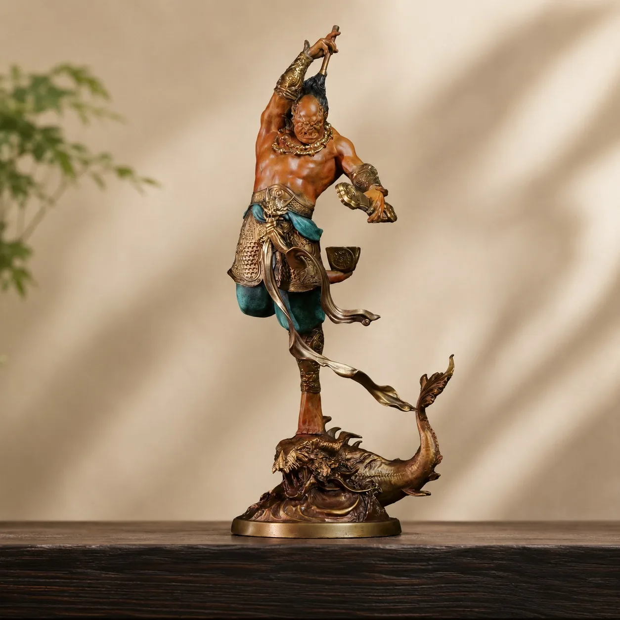 Handcrafted Bronze Kuixing Kuidou Statue for Chinese Traditional Feng Shui Living Room Office Desk Retro Blessing Gift