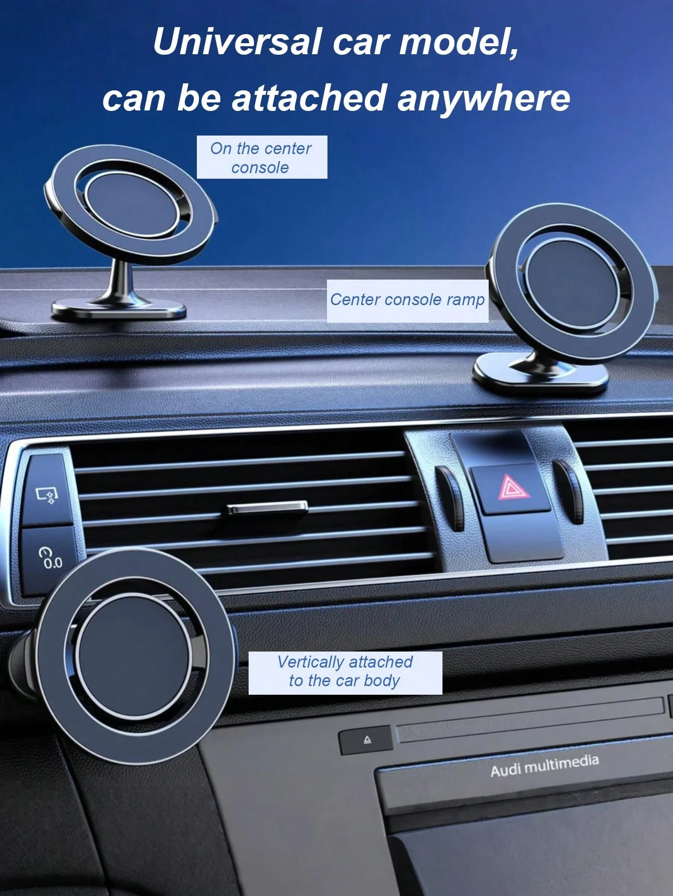 حامل هاتف السيارة MagSafe - مصنوع من سبائك الزنك مع مغناطيس نيوديميوم قوي، 360 درجة ° دوران، الامتزاز التلقائي، صديق للإشارة، #2