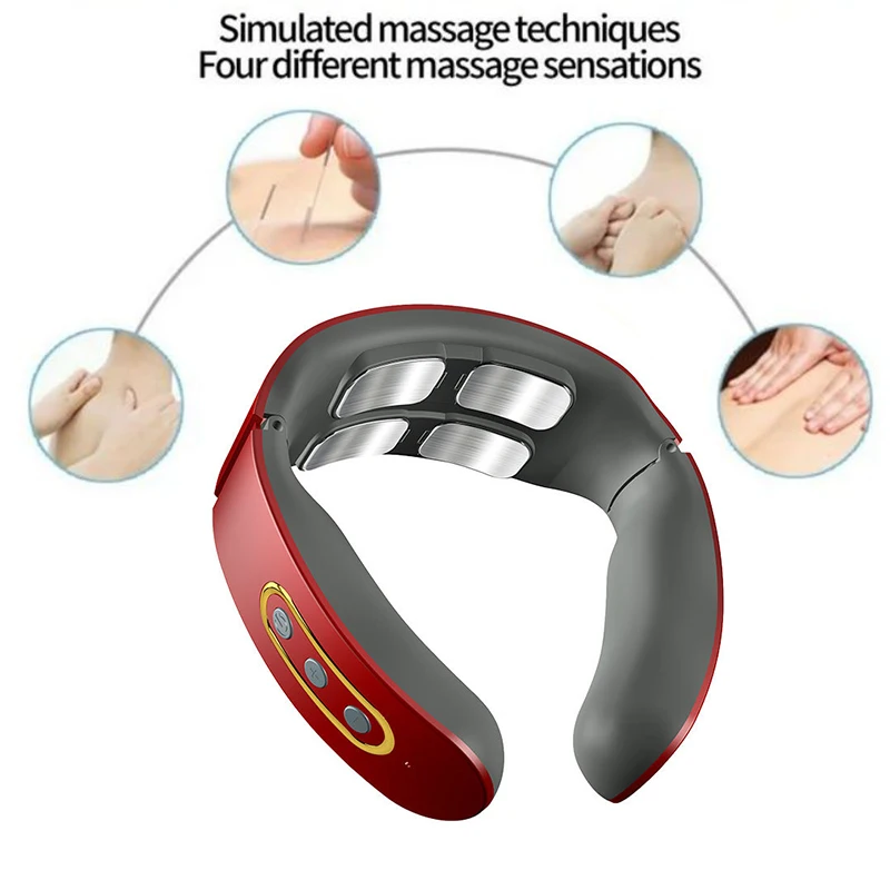 EMS Electric Cervical Spine Massager 6 Models 9 Gears Neck Massage Vertebra Relax Automatic 4 Cervical Massage Machines