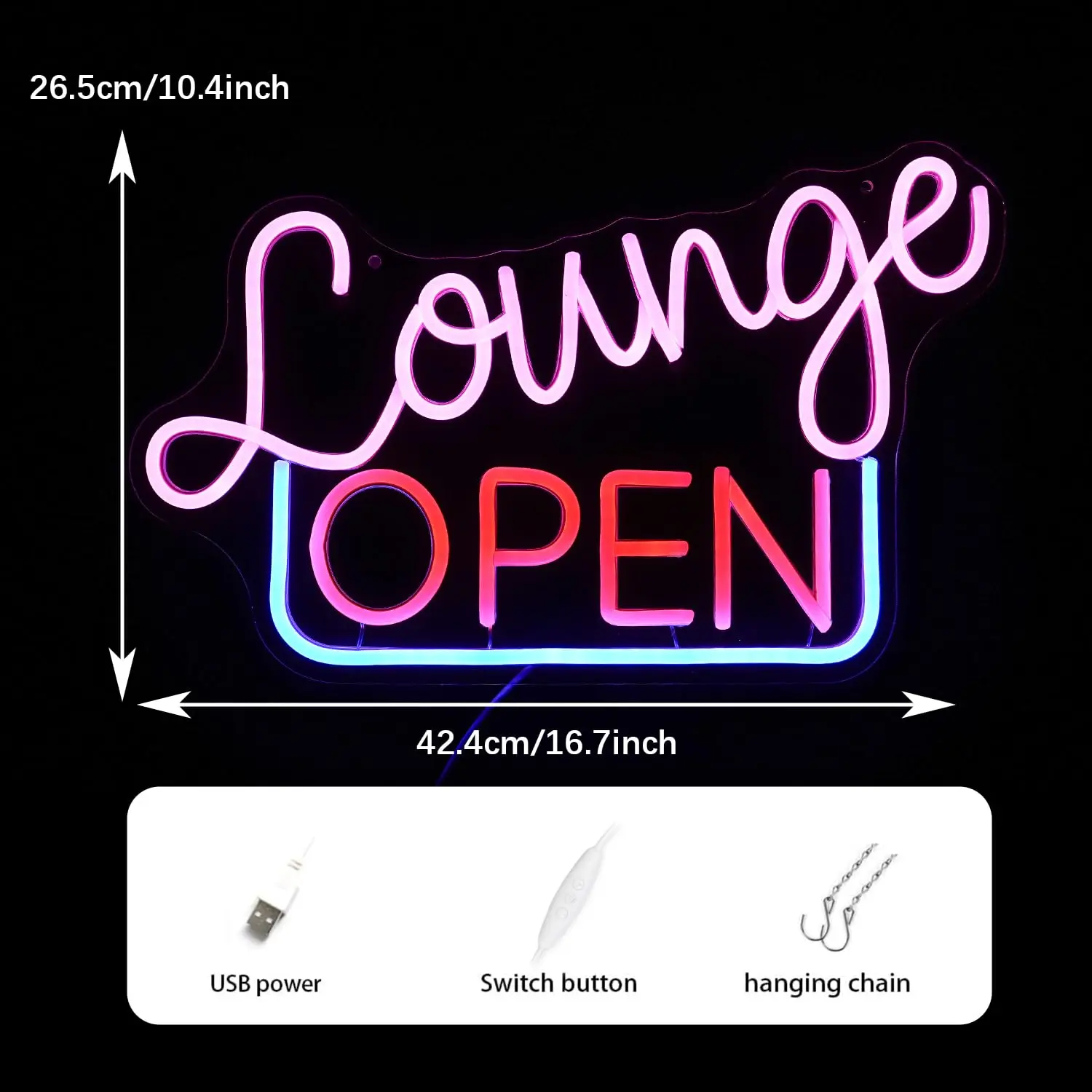 Lounge Open Neon Sign Led Lights for Wall Decor LED Sign Business Light Up Signs for Bar Store Hotel Party Decoration