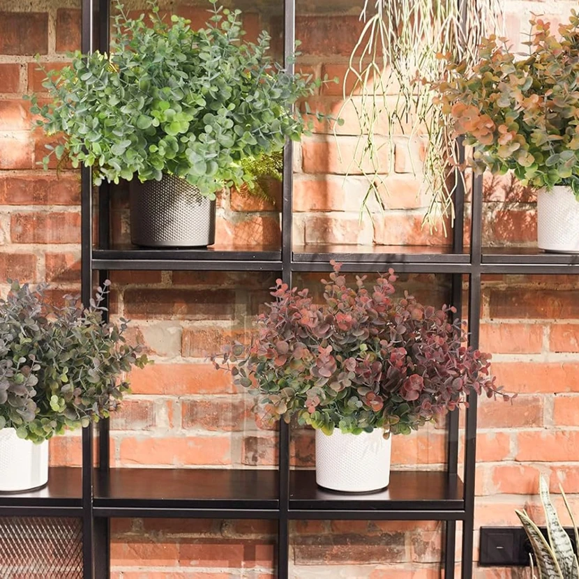 

1pc Artificial Flowers Plastic Plants Leaves Green Eucalyptus Branch Yard Garden Vase Home Room Table Festival Wedding Decor Diy