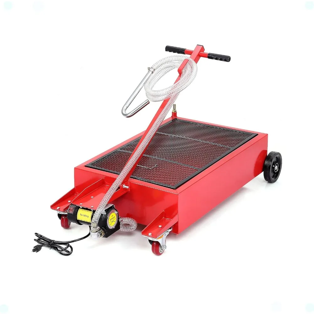 

DEXSO 20 Gallon Electric Oil Drain Pan with 110V Pump & 8 Ft Hose, Low Profile & T Folding Handle Oil Drain Cart for Truck Cars