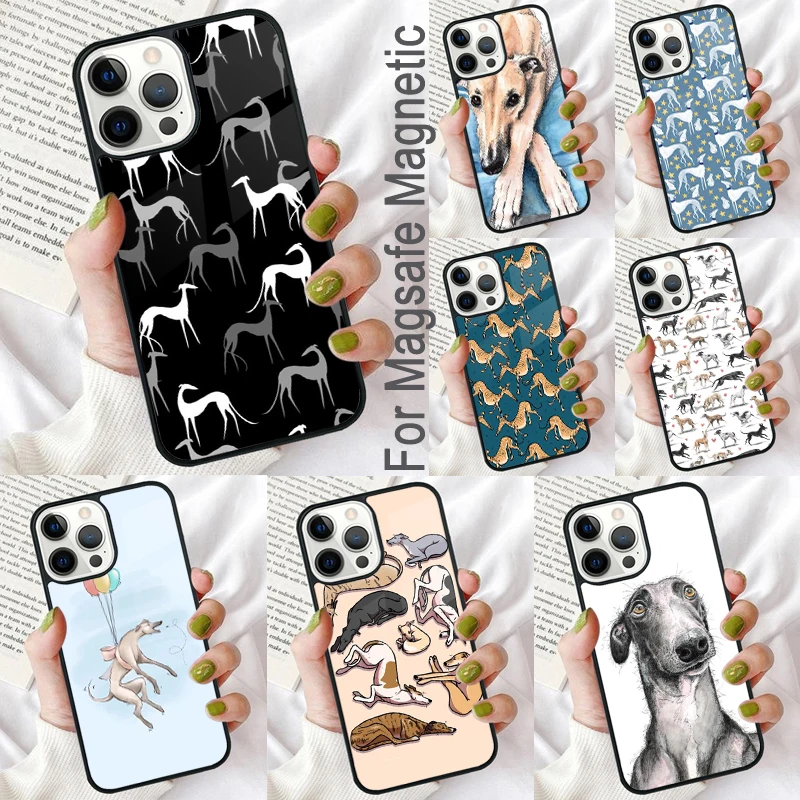 

Galgo Greyhound Dog Magnetic Soft Phone Case for iPhone 16 Promax 15 Pro 13 14 Plus 11 12 Mini MagSafe Coque