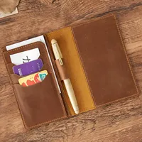 Leather Field Notes Cover for Moleskine Cahier Notebook, Vintage Pocket Journals Notepads with Card Holder for Business & Travel