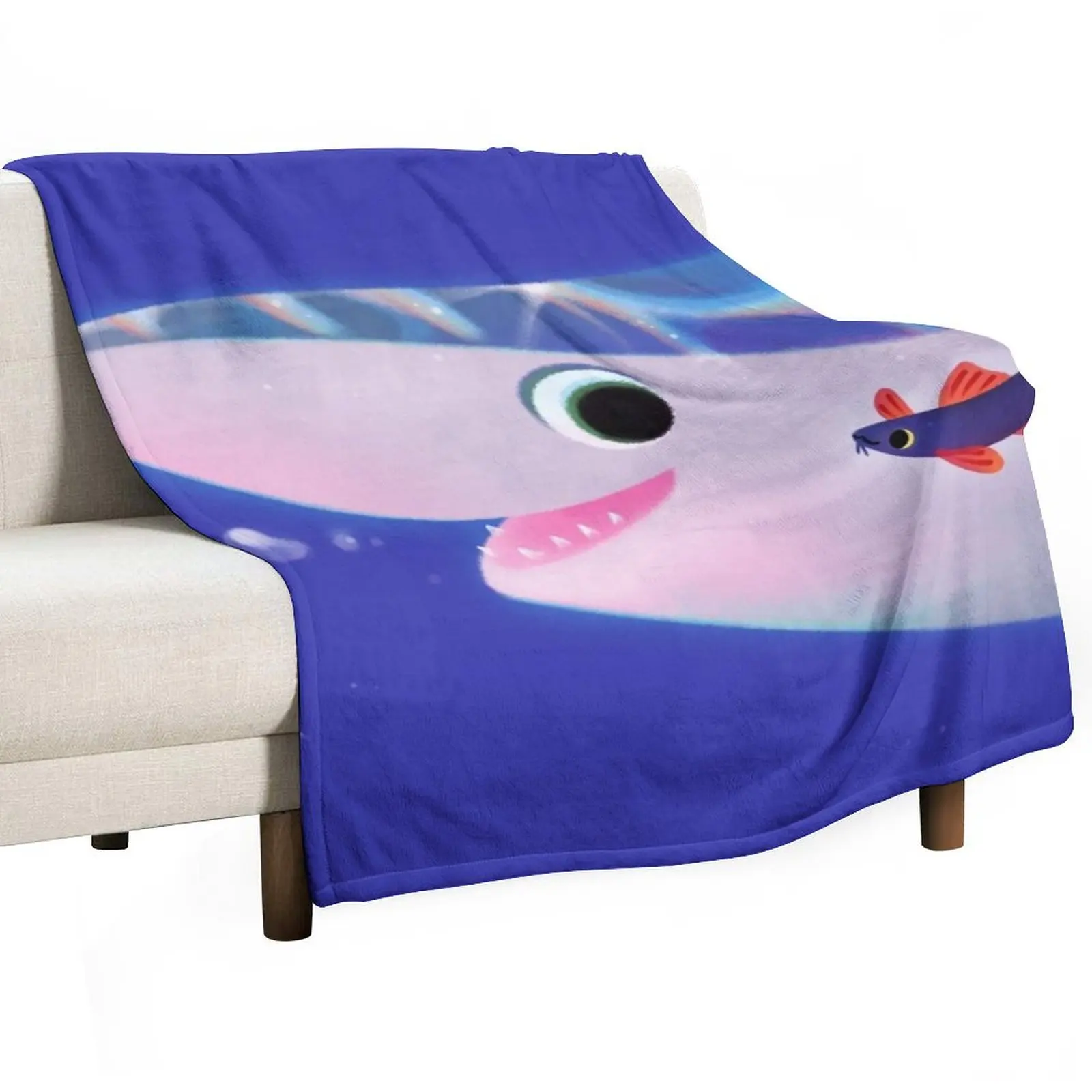 Rainbow shark meets blue shark Throw Blanket Decoratives Blankets For Bed For Baby Blankets