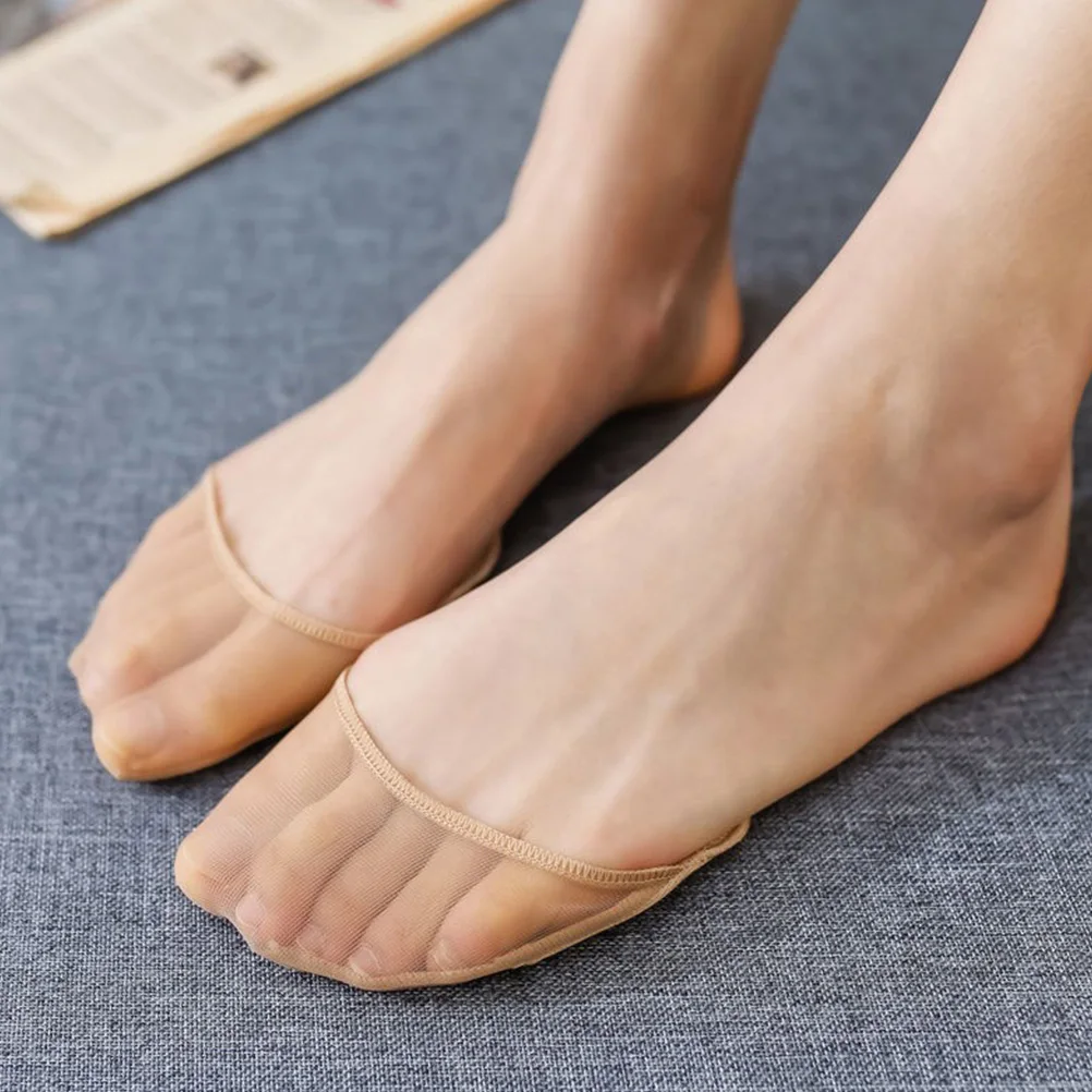 Meias de almofada de malha respirável para mulheres meio pé invisível antiderrapante resistente ao desgaste almofadas de antepé absorventes de umidade