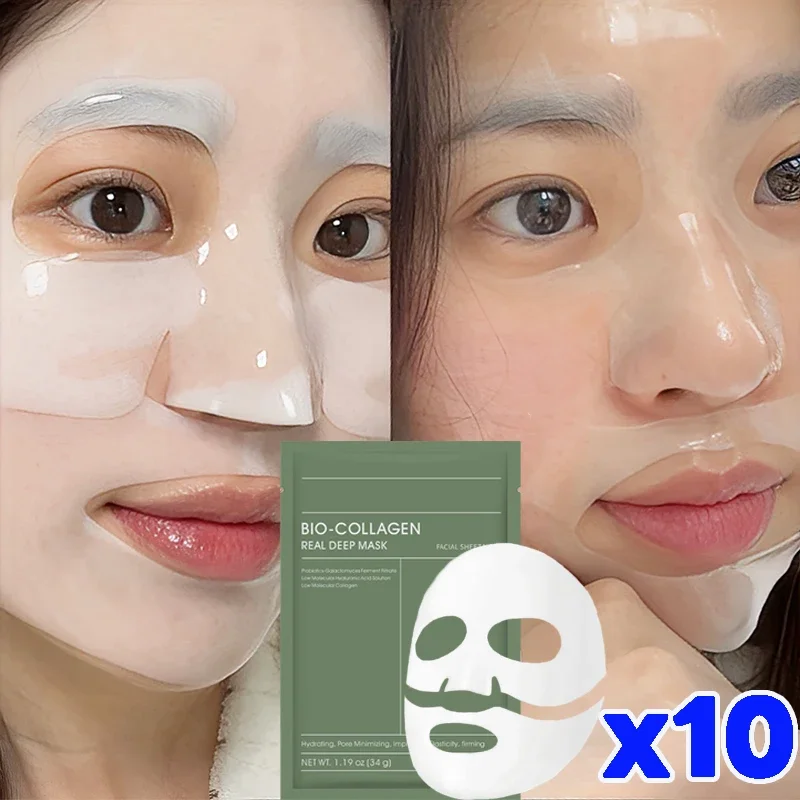 1-10Pcs Moisturizing Bio-Collagen Facial Split Mask Firming Nourish Brightening Shrink Pores Mask Deep Hydrating Night Skin Care