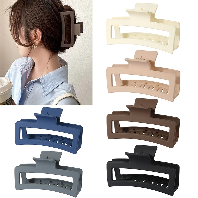 13cm Oversized Hairpin Suitable For Women Thick Hair Hair Accessories Square Frosted Plastic Solid Color Shark Clip Hairpins New