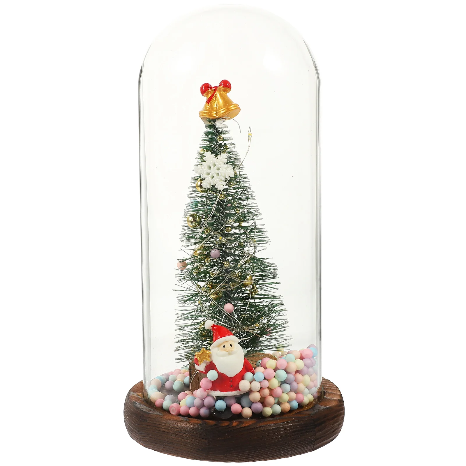 

Luminous Glass Dome Xmas Led Light Desktop Decor Mini Christmas Tree Durable Design For Party Supplies Holiday Decorations Small
