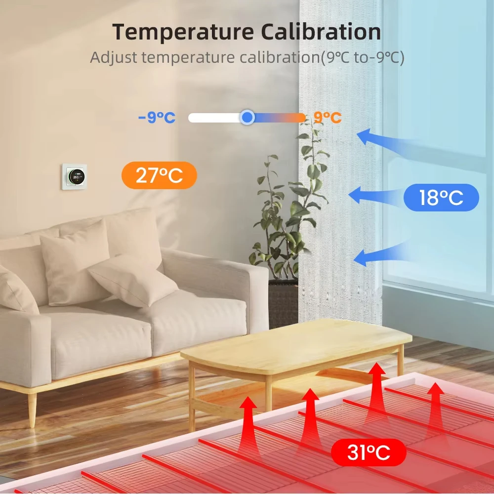 WiFi Smart Knob Thermostat，Electric Floor Heating Water/Gas Boiler Temperature Controller Support Tuya Google Home,Alexa - view 5