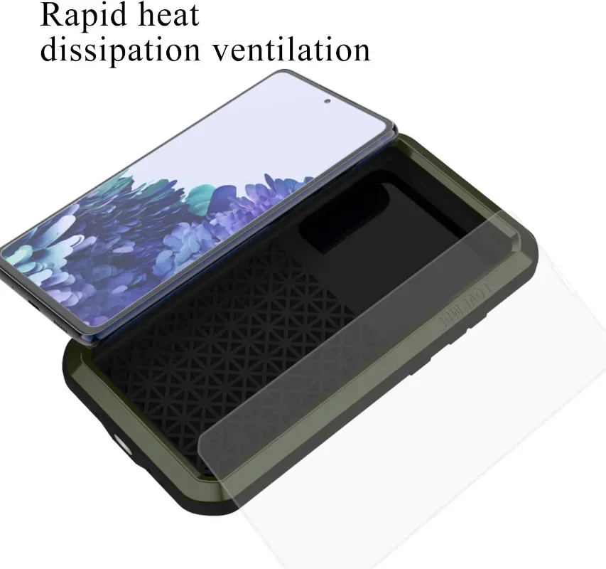 LOVE MEI Heavy Duty Military Rugged Metal Case For Samsung S23 S22 Ultra S21 Plus S20 FE Full Cover with Tempered Glass Screen