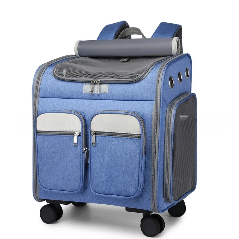 Large Capacity Pet Suitcase Outdoor Travel Cat and Dog Bag Breathable Foldable Dual Use Pet