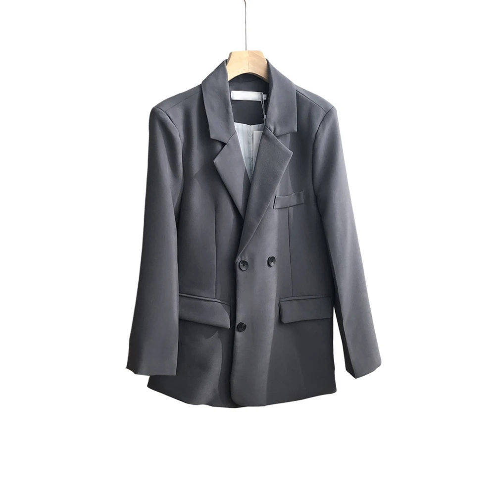 Blazer chic coréen pour femme, manteau tout assressenti, manches longues, décontracté, trempé, veste femme, simple boutonnage, vêtements d'extérieur en Y, automne