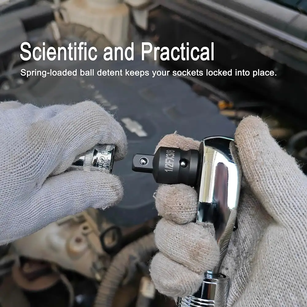 impact Socket Adapter and Reducer Set, 1/4", 3/8", 1/2", 3/4" Chrome Vanadium Steel impact Ratchet/Socket Extension/Conversion K - Image 4