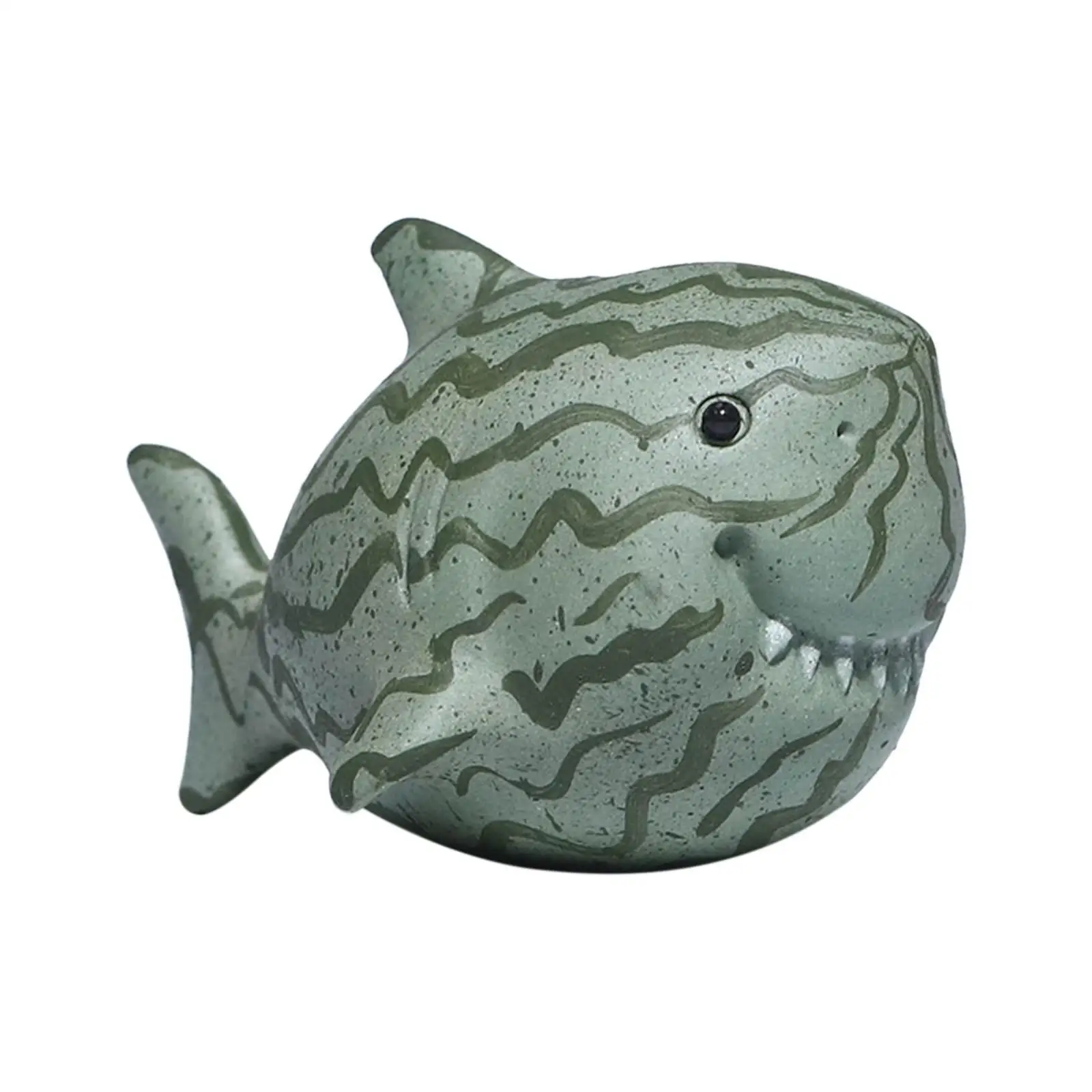 Mini Tea Pet Watermelon Shark Figurine Micro Landscape Handmade Kungfu Tea Ornament Tea Ceremony Desk Pet for Bookcase Office