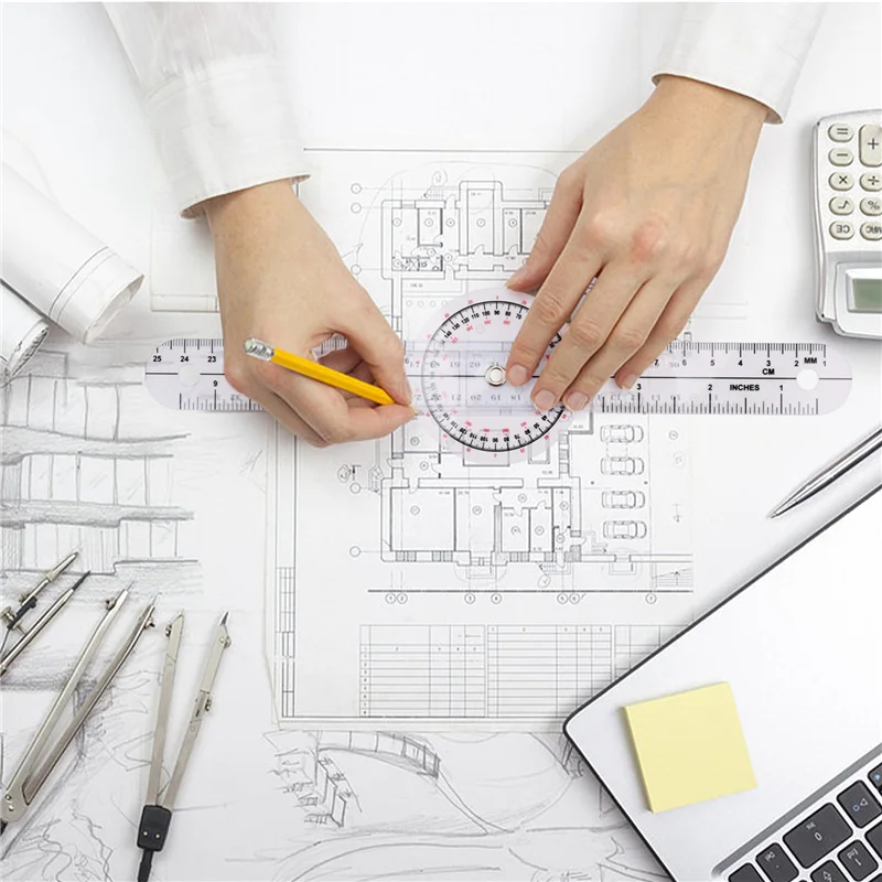 Goniómetro de 3 piezas, regla de Ángulo de medición Universal de 8/12 grados, 6/360 pulgadas, transportador de Terapia Laboral