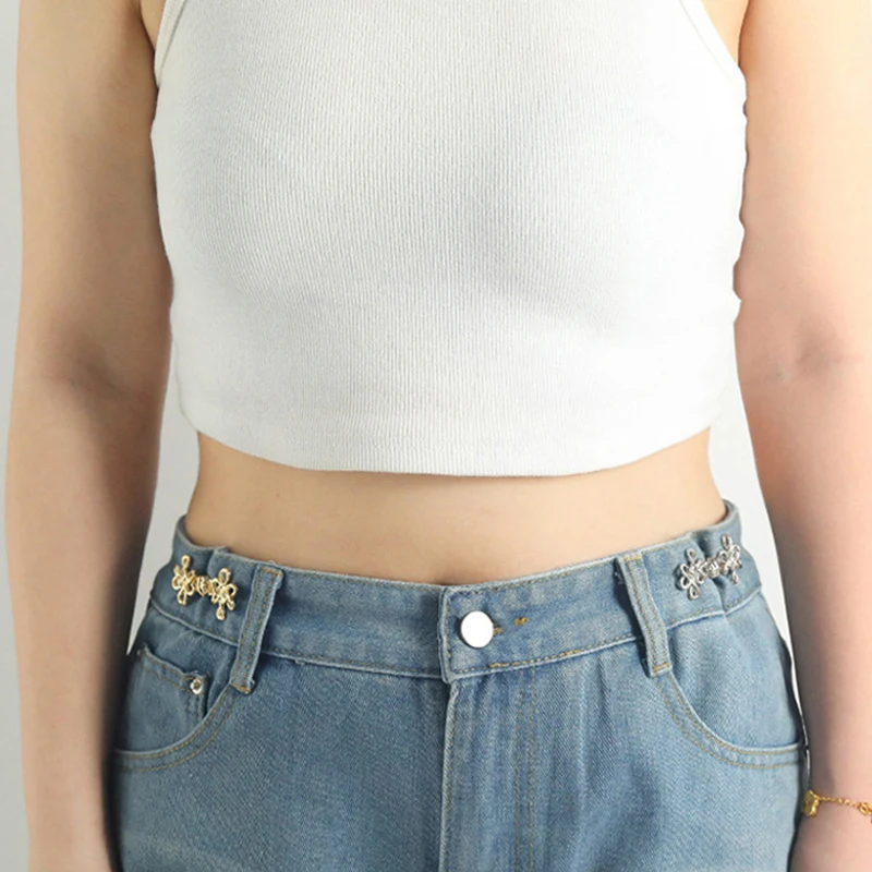 Chinese Knot Waist Buckle Detachable Pants Clips Waist Tightener Nail-free Metal Button Snaps For Jeans Decoration