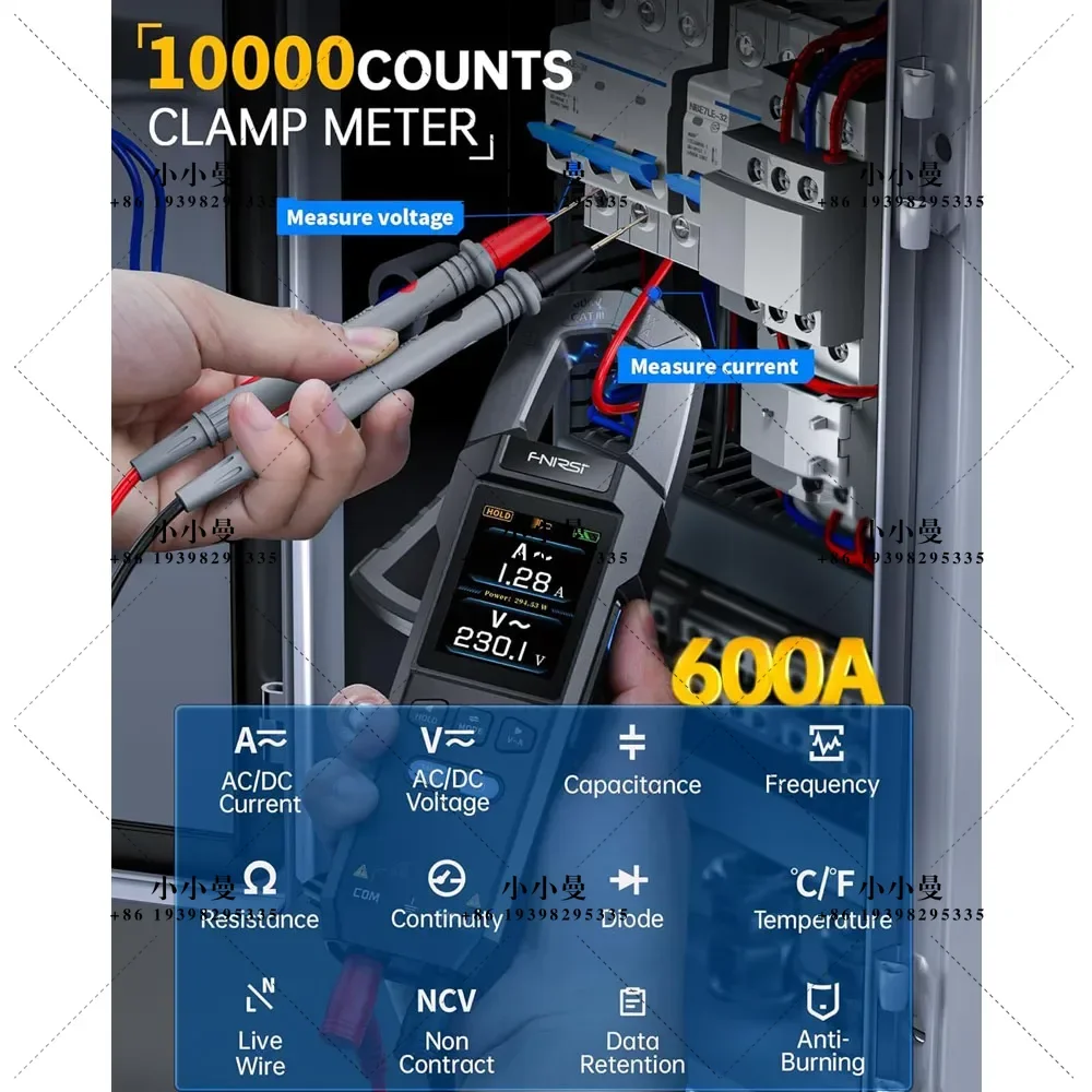 DMC-100 Clamp Meter Multimeter 9999 Count TRMS,Measures NCV,AC/DC Voltage Current,Continuity Capacitance Diode Resistance