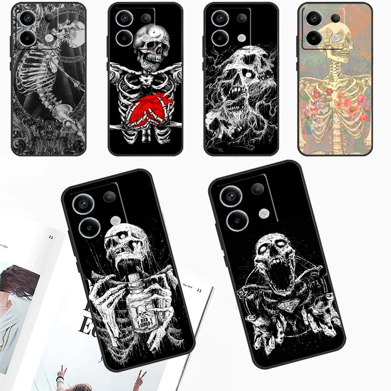 Gothic Fashion Skull Case For Xiaomi Redmi Note 12 11 9 10 13 Pro Plus 9S 10S 11S 12S Redmi 12 10 C 9C 13C Cover