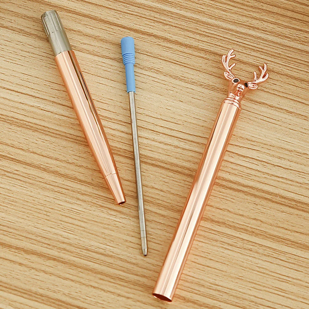 3pcs Deer Head Metal Ballpoint Pens Fun Learning Pens For School Supplies Creative Party Gift Smooth Writing Home Office