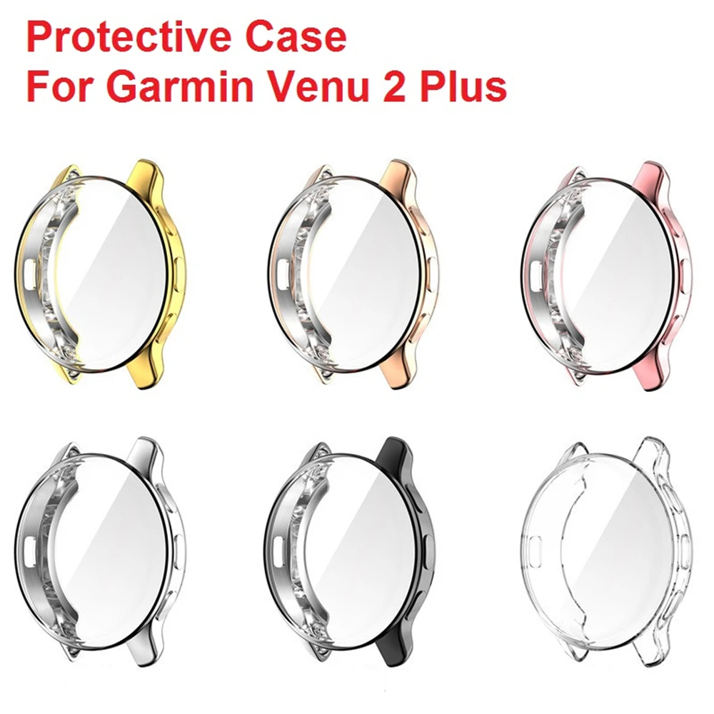 Pulseira de silicone para Garmin Venu 2S, 2in 1 Case e Strap, Pulseira Combinação pára-choques, Vivoactive 4 e 4S Plus e 3 Protector Cover