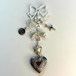 handmade heart locket Lana Del Rey keychains coquette beaded  Accessories Y2K